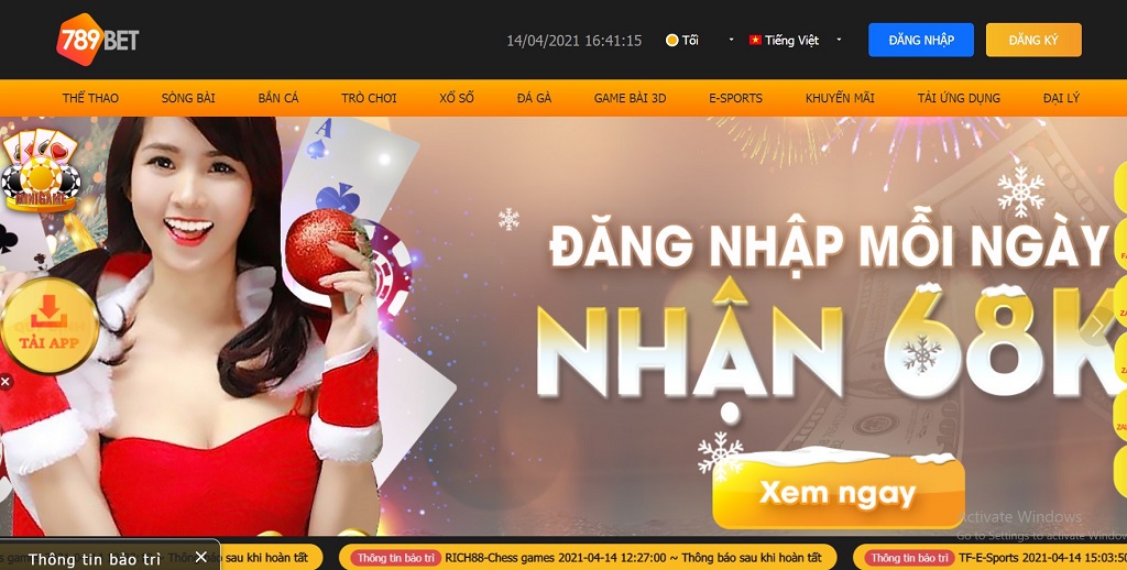 giao diện nhà cái 789bet