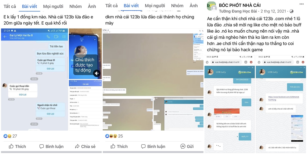 nhà cái 123b lừa đảo