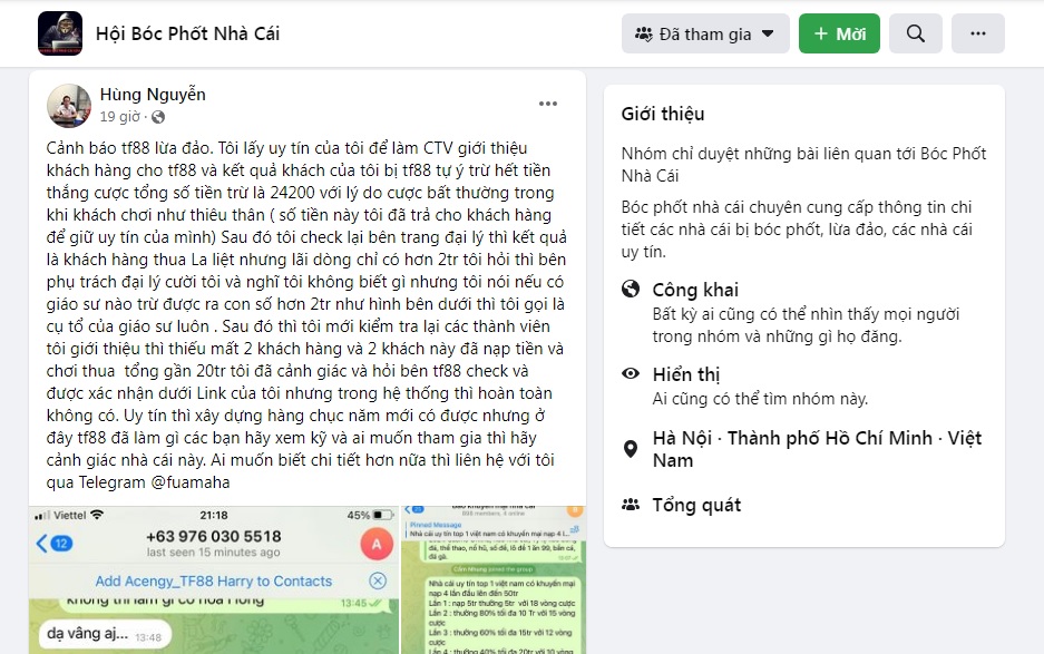 nhà cái tf88 lừa đảo